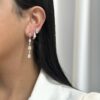 ⁦עגיל חישוק מכסף משובץ⁩ – תמונה ⁦2⁩