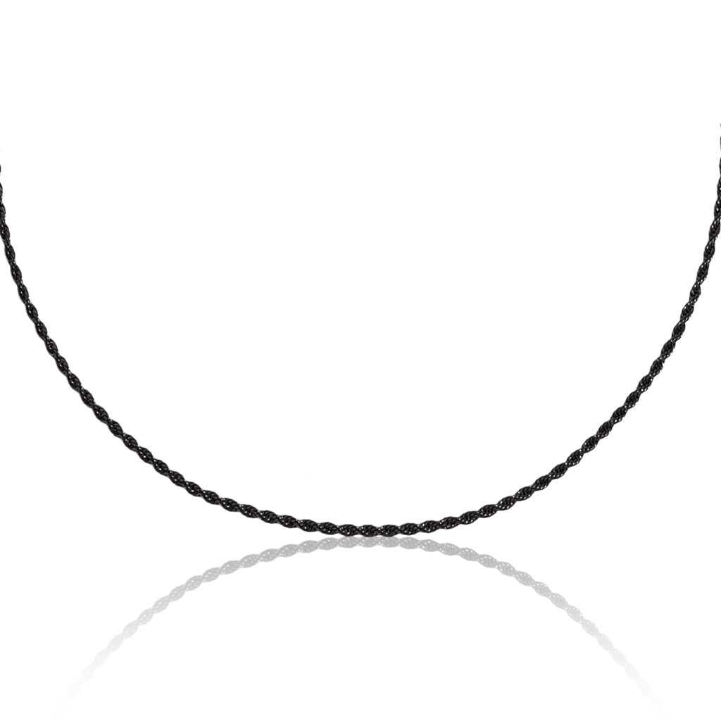 שרשרת כסף שחורה מסולסלת בעובי 4 מ"מ – תכשיט יוניסקס בעבודת יד מבית C-vera Jewelry