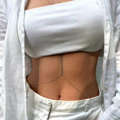 שרשרת בטן מכסף אמיתי לאישה