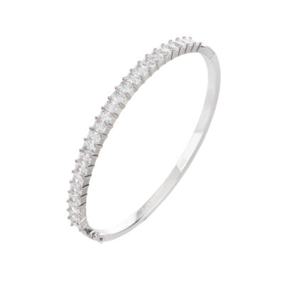 צמיד כסף 925 קשיח משובץ אבני חן