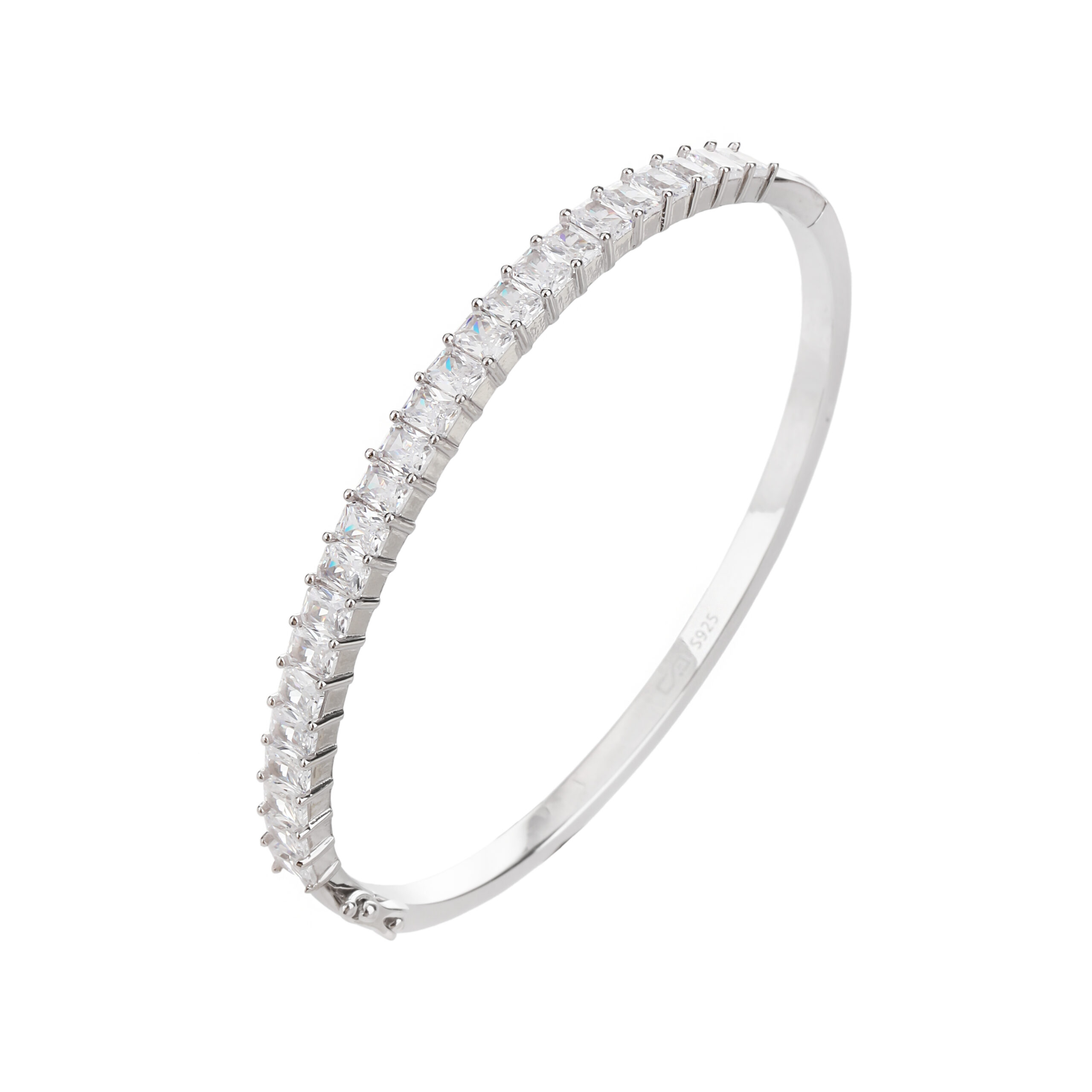 צמיד כסף 925 קשיח משובץ אבני חן